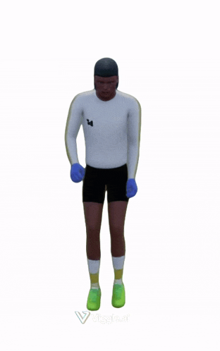a man in a white shirt and black shorts is walking
