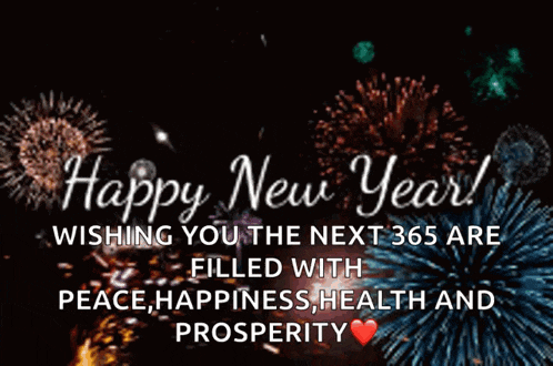 a happy new year greeting card with fireworks in the background
