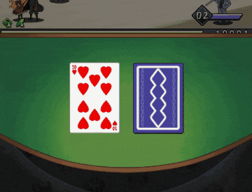 a playing card with the number 10 on it is on a table