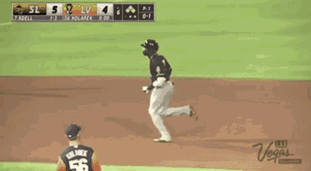 a baseball game is being played in vegas and the score is 6 to 4