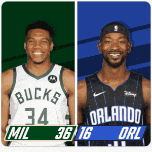 two basketball players one from the bucks and the other from orlando