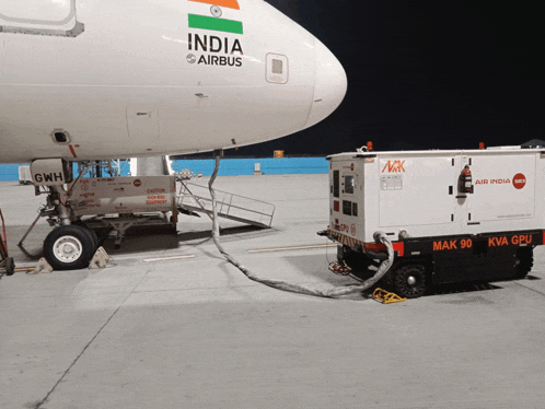 a white airbus with india airbus written on the side of it
