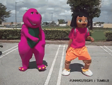 Wild Dora The Explorer & Barney Dancing GIF - Dora Dora The Explorer Barney GIFs