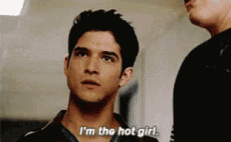 a man is saying i 'm the hot girl .