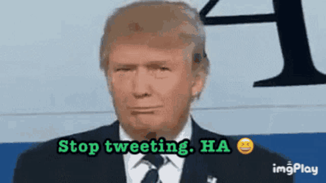 donald trump is giving a speech and says stop tweeting ha