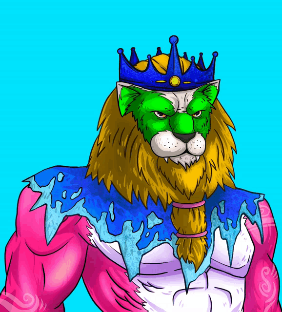 a cartoon of a lion wearing a crown