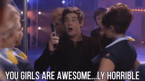You Girls Are Awesome... Ly Horrible. GIF - Adam Devine Pitch Perfect Bumper GIFs