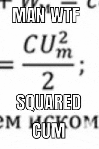 a blurred image of a mathematical equation with the words man wtf squared cum