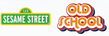 sesame street and old school logos are shown side by side