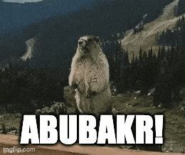 a groundhog standing on its hind legs with the words abubakr on the bottom
