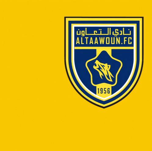 a blue and yellow logo for altaawdun fc 1956 on a yellow background
