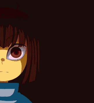 a close up of a cartoon character with brown hair and a green sweater