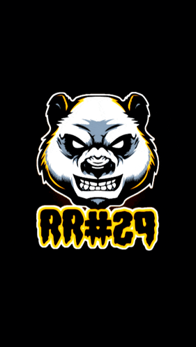 a black background with a panda bear and the word rr429