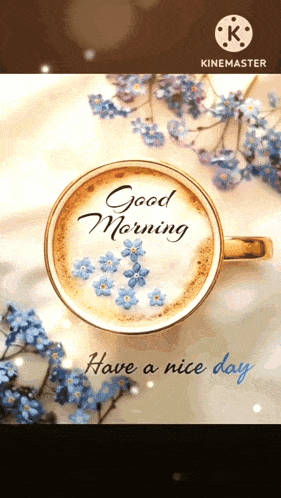 a cup of coffee with the words good morning have a nice day