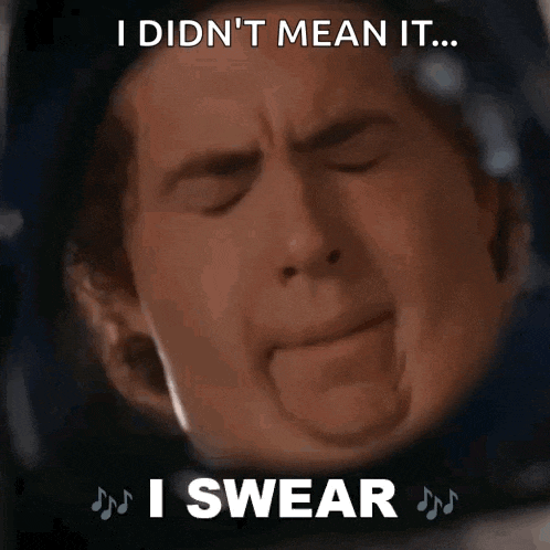 a picture of a man with the caption i did n't mean it