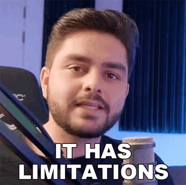 a man with a beard and a microphone says it has limitations