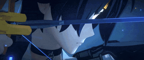 a close up of a person holding a bow