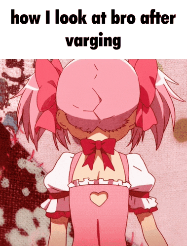 a picture of a girl with the words how i look at bro after varging on it