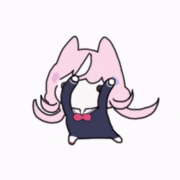 a cartoon of a girl with pink hair and a bow tie