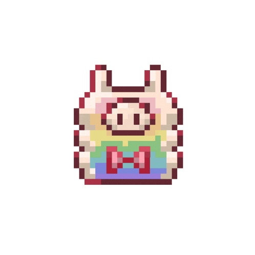 a pixel art drawing of a bunny with a bow tie
