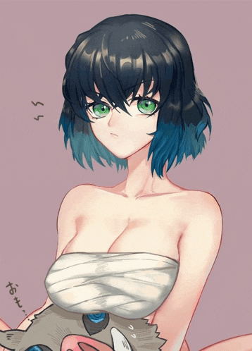a drawing of a girl with a bandaged chest
