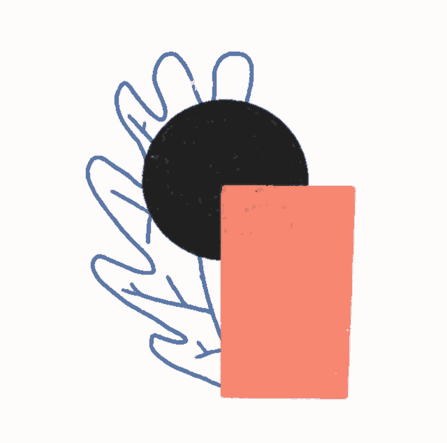a drawing of a plant with a black circle and a red square