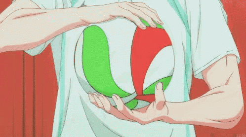 a person is holding a volleyball in their hands