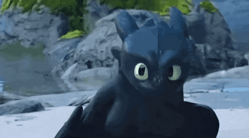 a toothless from how to train your dragon is looking at the camera
