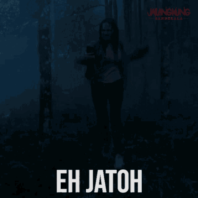 a poster for jalankung sanderala shows a woman walking through a forest