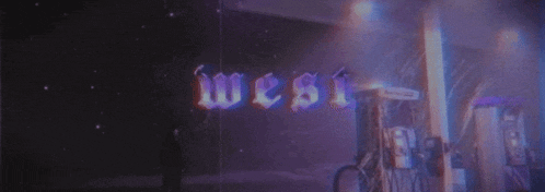 a purple background with the word west on it
