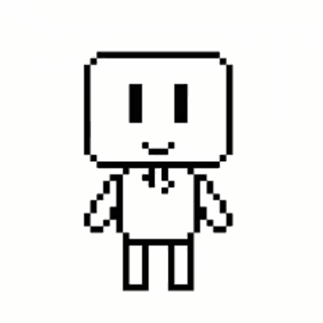 a pixel art of a robot saying hi