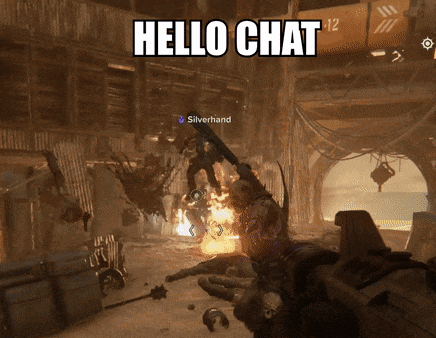 a video game is being played with a message that says " hello chat "