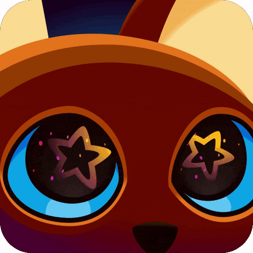 a close up of a cartoon owl 's eyes with stars in them