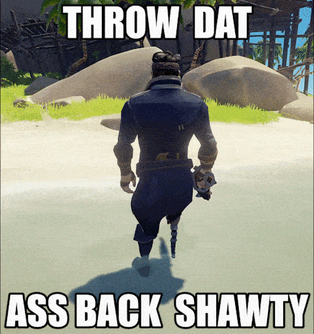 a video game character with the words throw dat ass back shawty below him