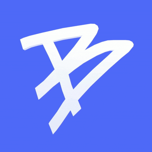 a white letter b is against a blue backdrop
