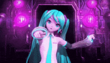 hatsune miku is a female anime character with blue hair and blue eyes