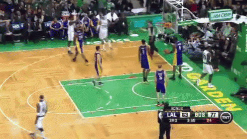 a basketball game between the celtics and the lakers is being broadcast on tnt