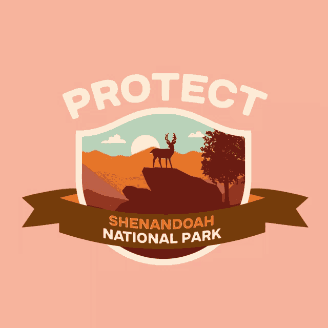 a logo for the shenandoah national park with a deer standing on a rock