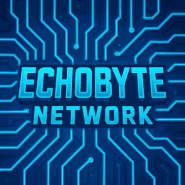 a blue background with the words echobyte network