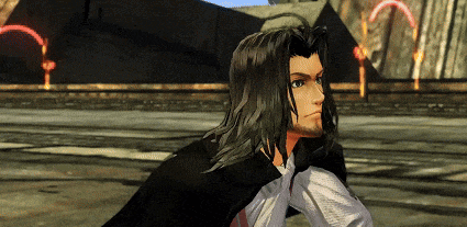 a man with long hair and a beard is standing in a video game