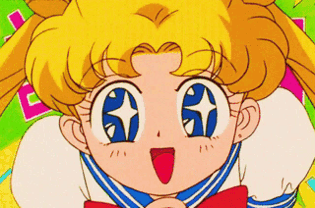 a cartoon girl with a star in her eyes