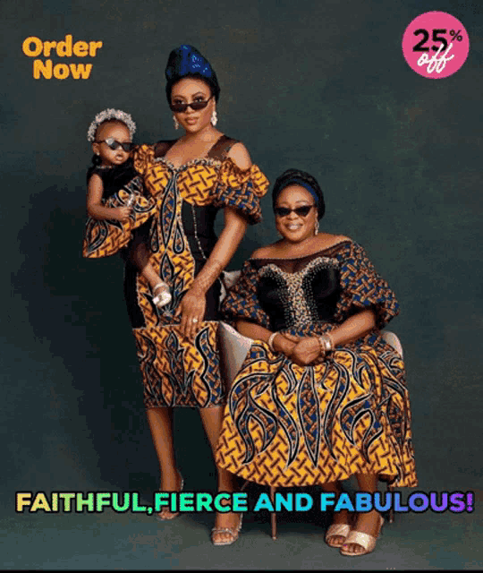 an advertisement for faithful fierce and fabulous shows three women