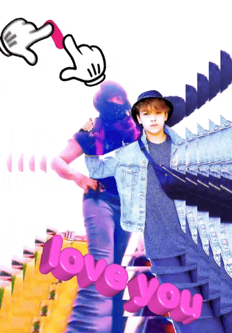 a collage of a man and a woman with the words love you