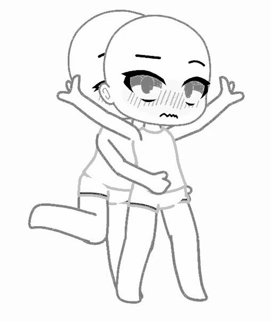 a couple of people are hugging each other in a gacha life base .