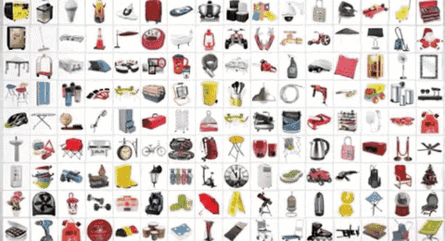a bunch of different objects are lined up on a wall