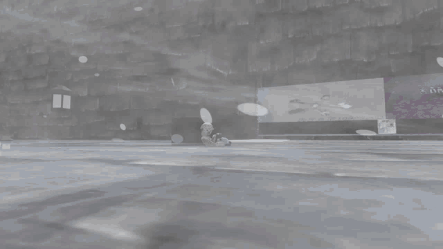 a computer generated image of a person sitting in a room