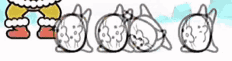 a drawing of a santa claus and a rabbit with the letters a b and c visible