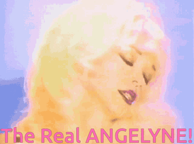 a picture of a woman with the words the real angelyne