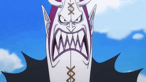 a cartoon drawing of a monster with a large mouth