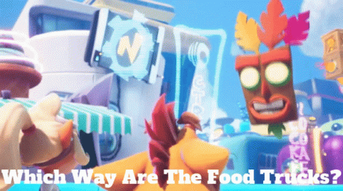 Crash Bandicoot Aku Aku GIF - Crash Bandicoot Aku Aku Which Way Are The Food Trucks GIFs
